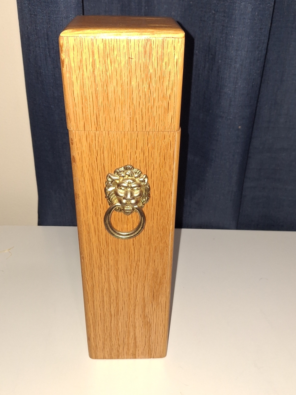 Vintage Fireplace Matchbox Wood With Brass Accents